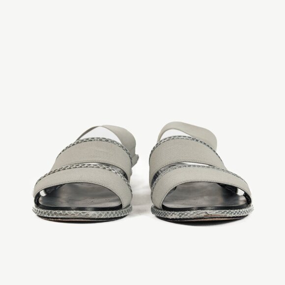 Balenciaga Grey Elastic Snakeskin-Embossed-Trim Slingback Sandals - Picture 2 of 10